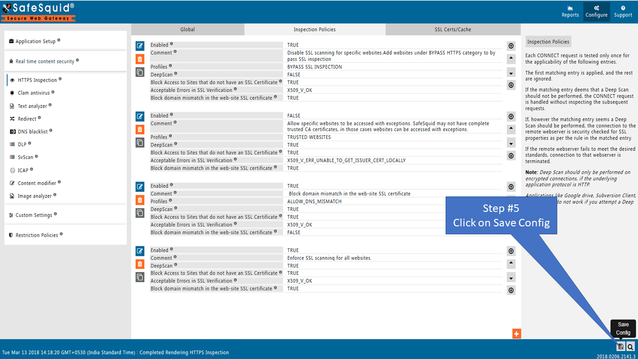 saving configuration globally