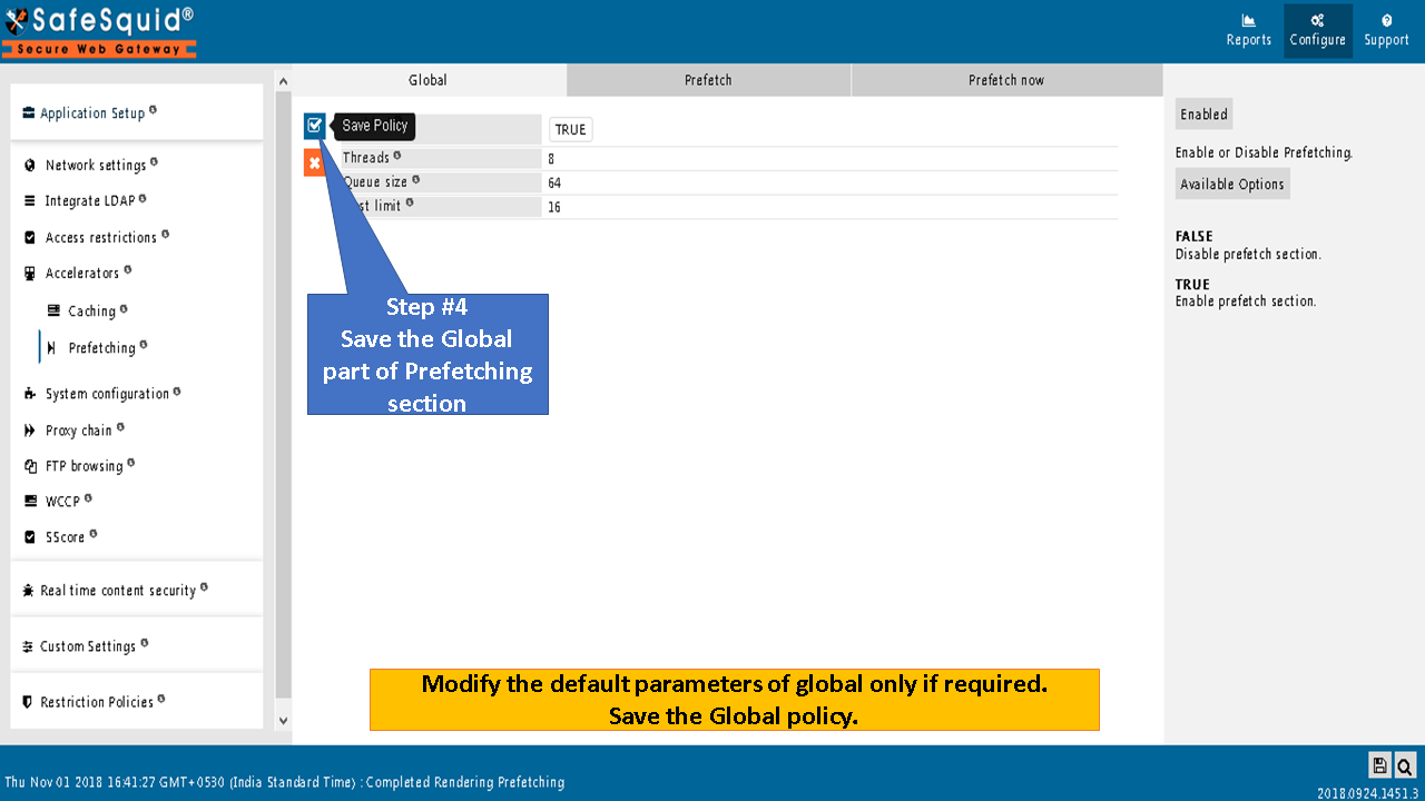 saving the global part of prefetching section