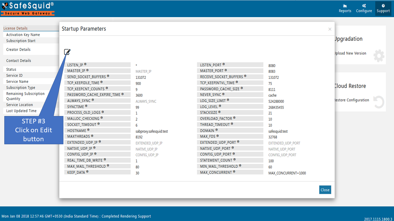 Edit startup parameters to verify the Master Slave configuration