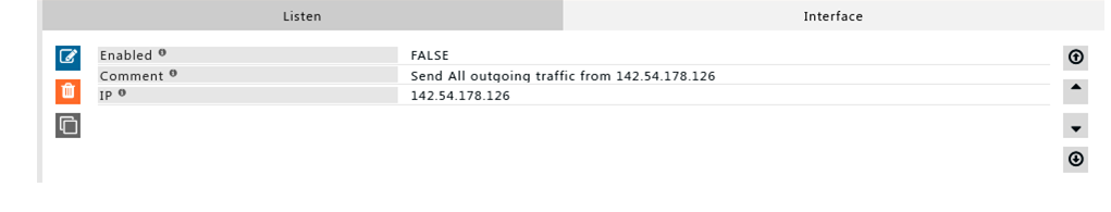 Rule showing send all outgoing  traffic from a specific IP