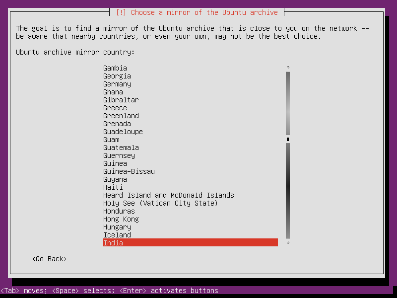 Choosing a mirror of the Ubuntu archive