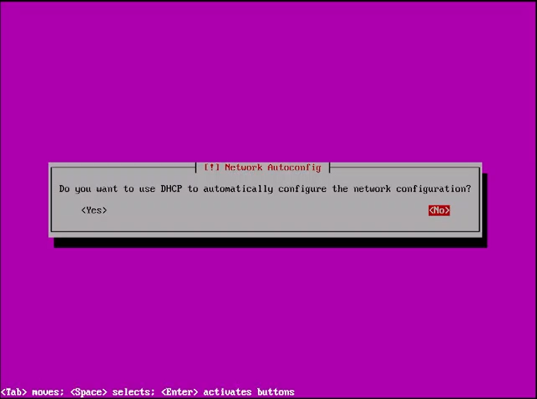 selecting no to manually configure your network settings