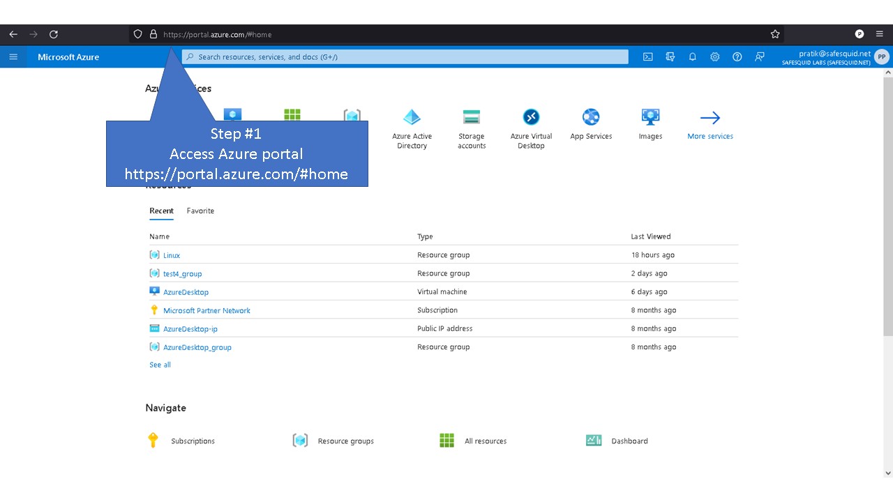 accessing azure portal