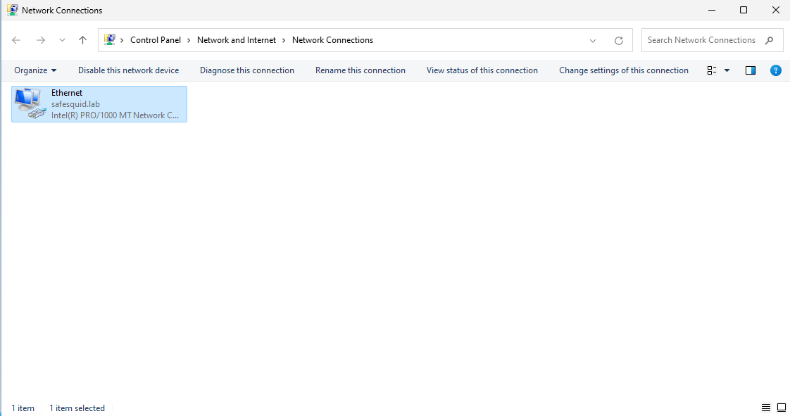 Checking the DNS settings of your network primary interface or the network interface which is connected to your corporate lan