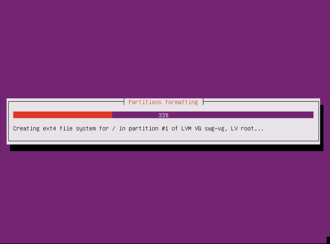 loading bar of partitions formatting