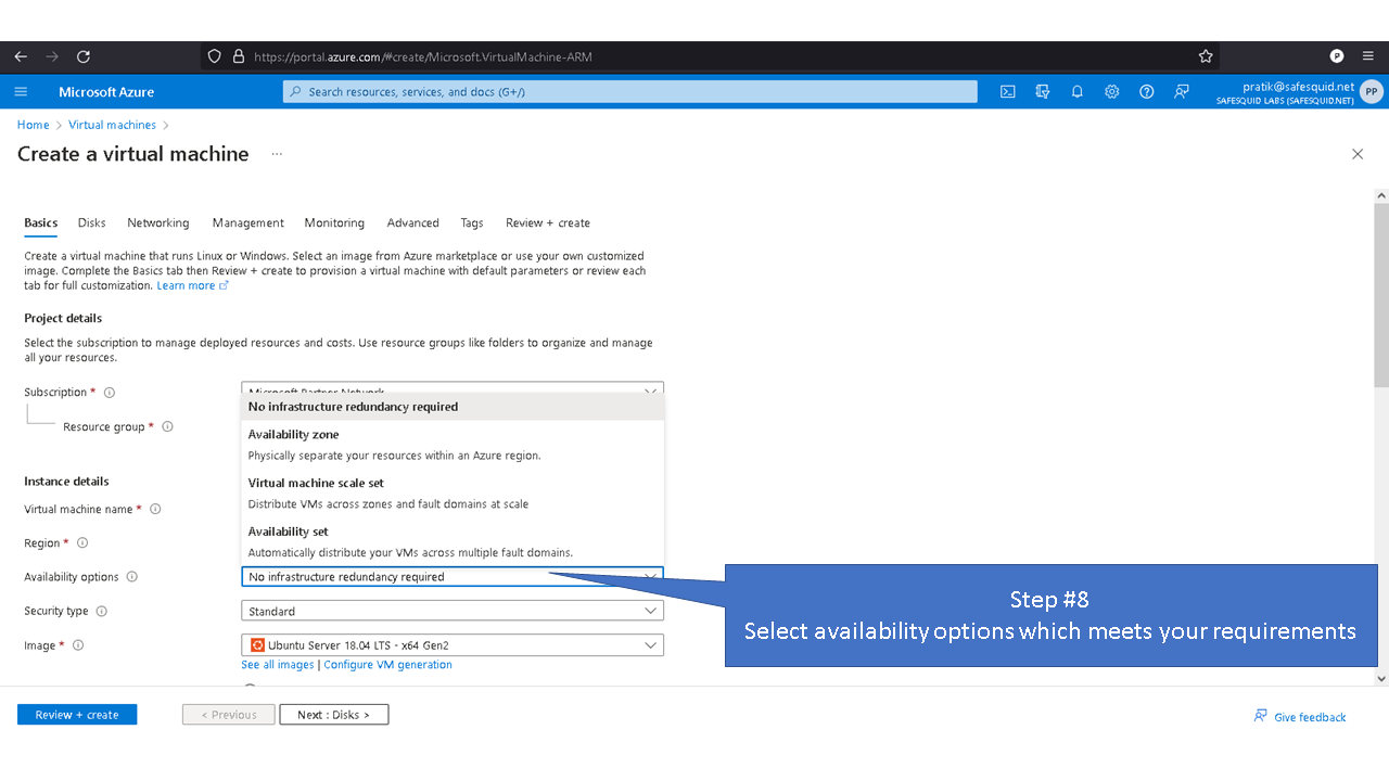 selecting availability options which meets your requirements