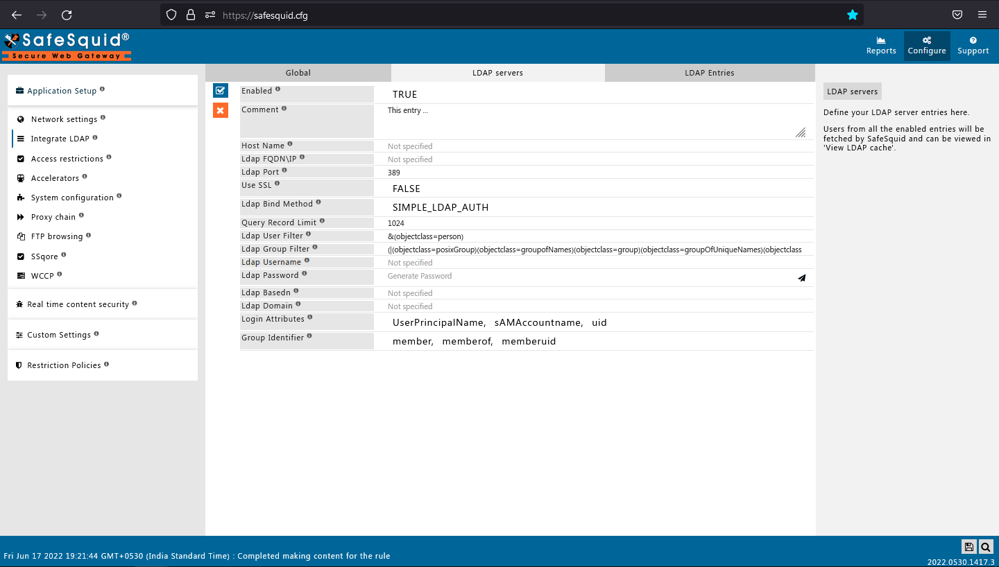 showing tab of LDAP servers 