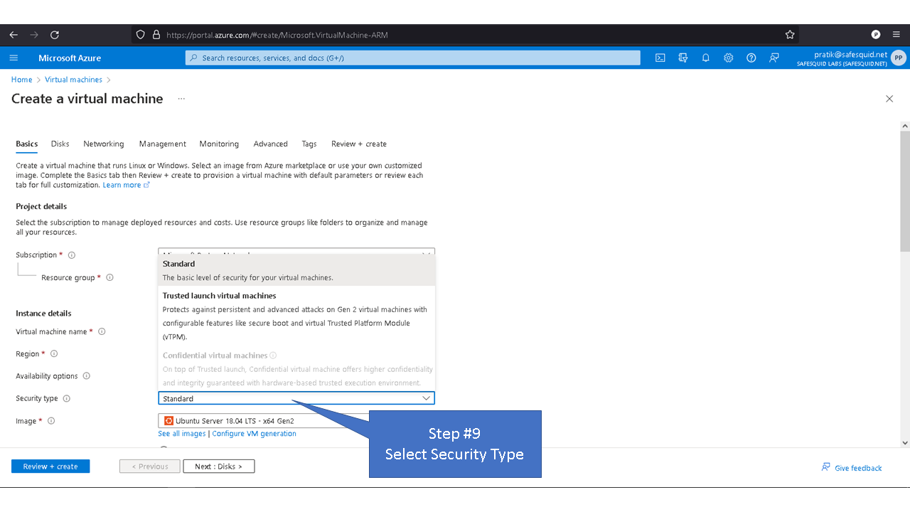 selecting security type