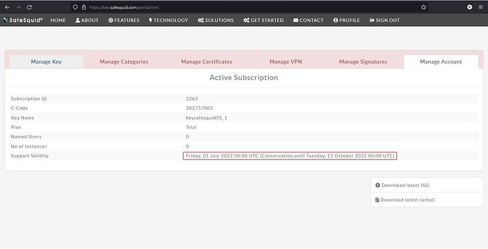 validating extended conservation period from the date mentioned in the Support Validity section.