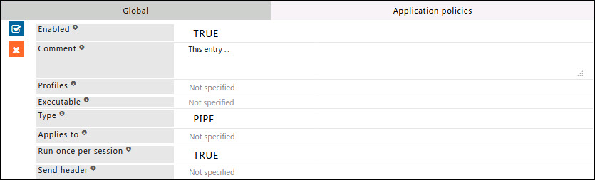 showing application policies section in external applications