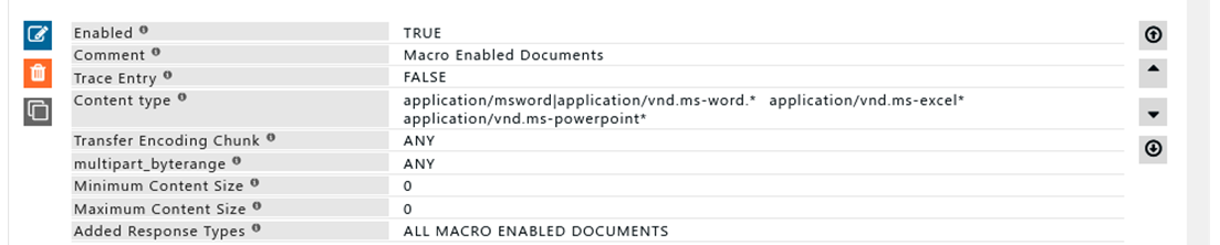 showing rule which will block micro enabled documents