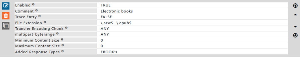 showing rule which will block response type of electronic books